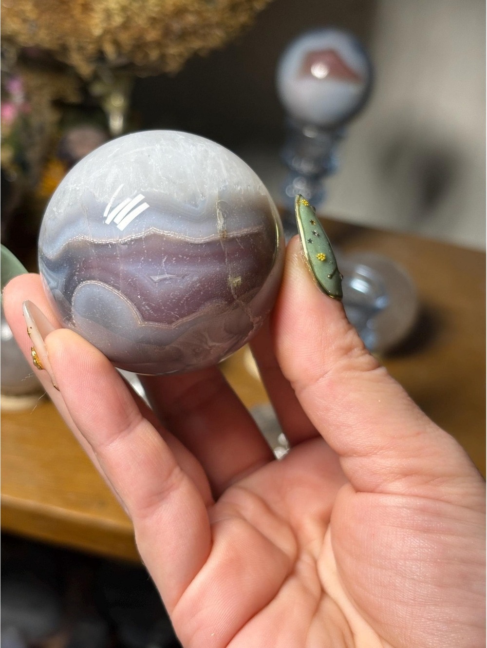 Swazi Agate Sphere | Banded Crystal Decor, Grounding Stability Stone